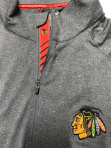 Men's Chicago Blackhawks Gray Metro Racing Stripes 1/4 Zip Track Jacket By Levelwear - Pro Jersey Sports