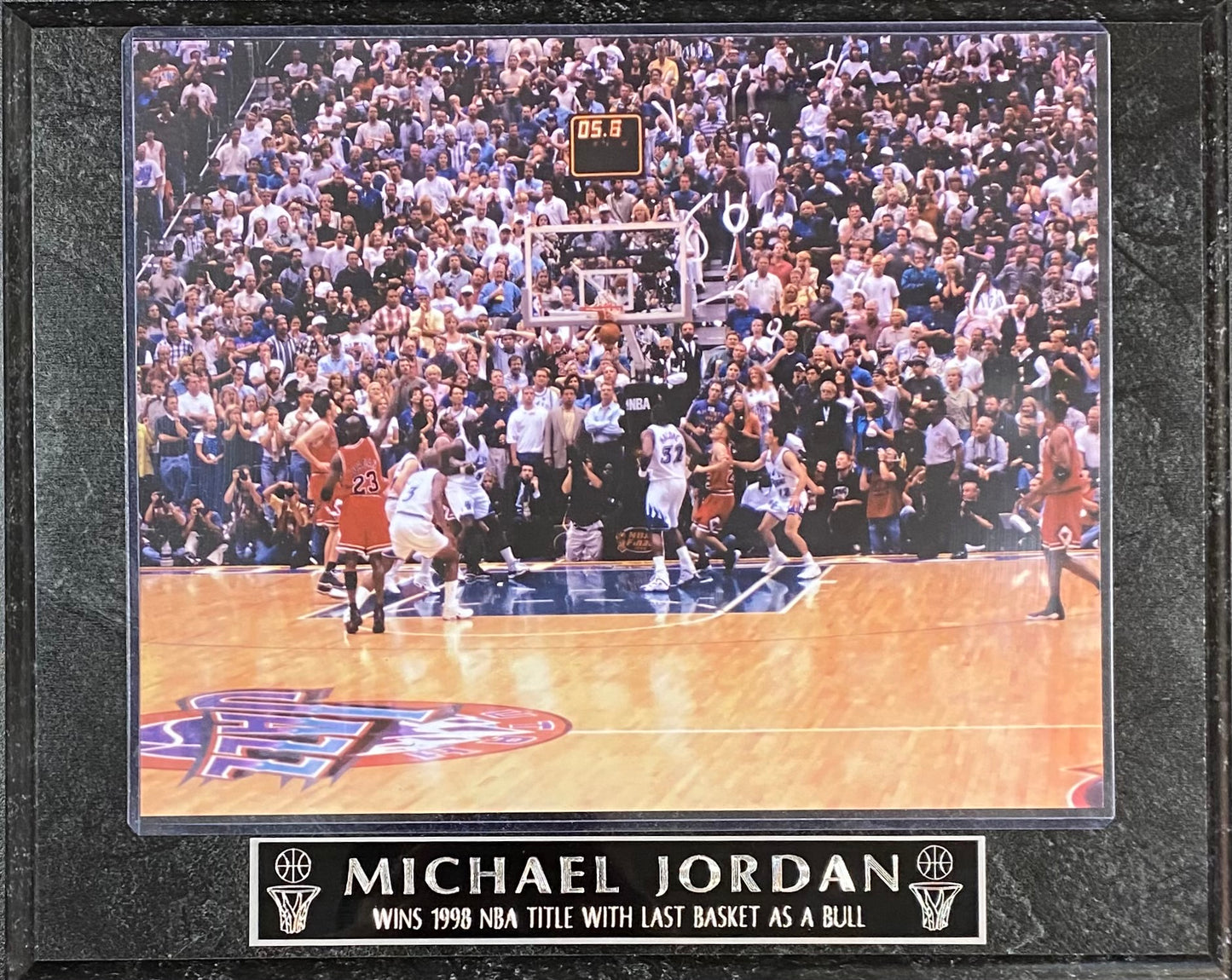 Michael Jordan "Wins 1998 NBA Title With Last Basket As A Bulll" Chicago Bulls Wall Plaque