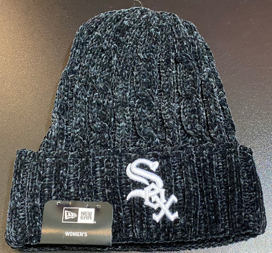 Women's New Era Chicago White Sox Velour Knit Hat with Pom