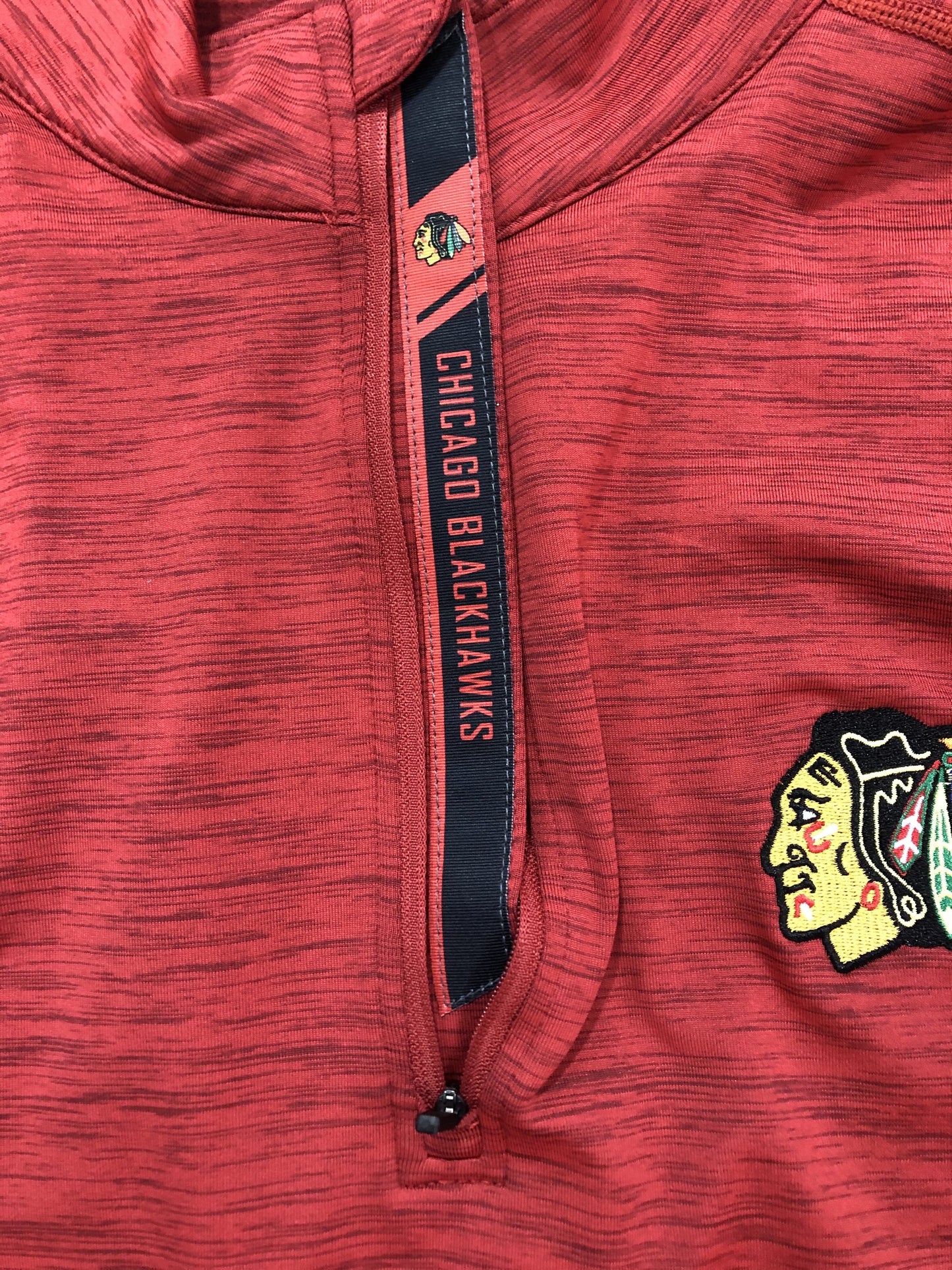 Men’s Chicago Blackhawks Red 1/4 Zip Armour Shear Text Pullover Jacket