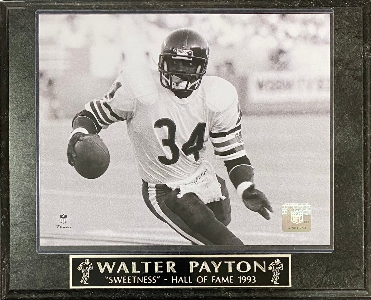 Walter Payton "Sweetness" Hall of Fame 1993 Chicago Bears Plaque