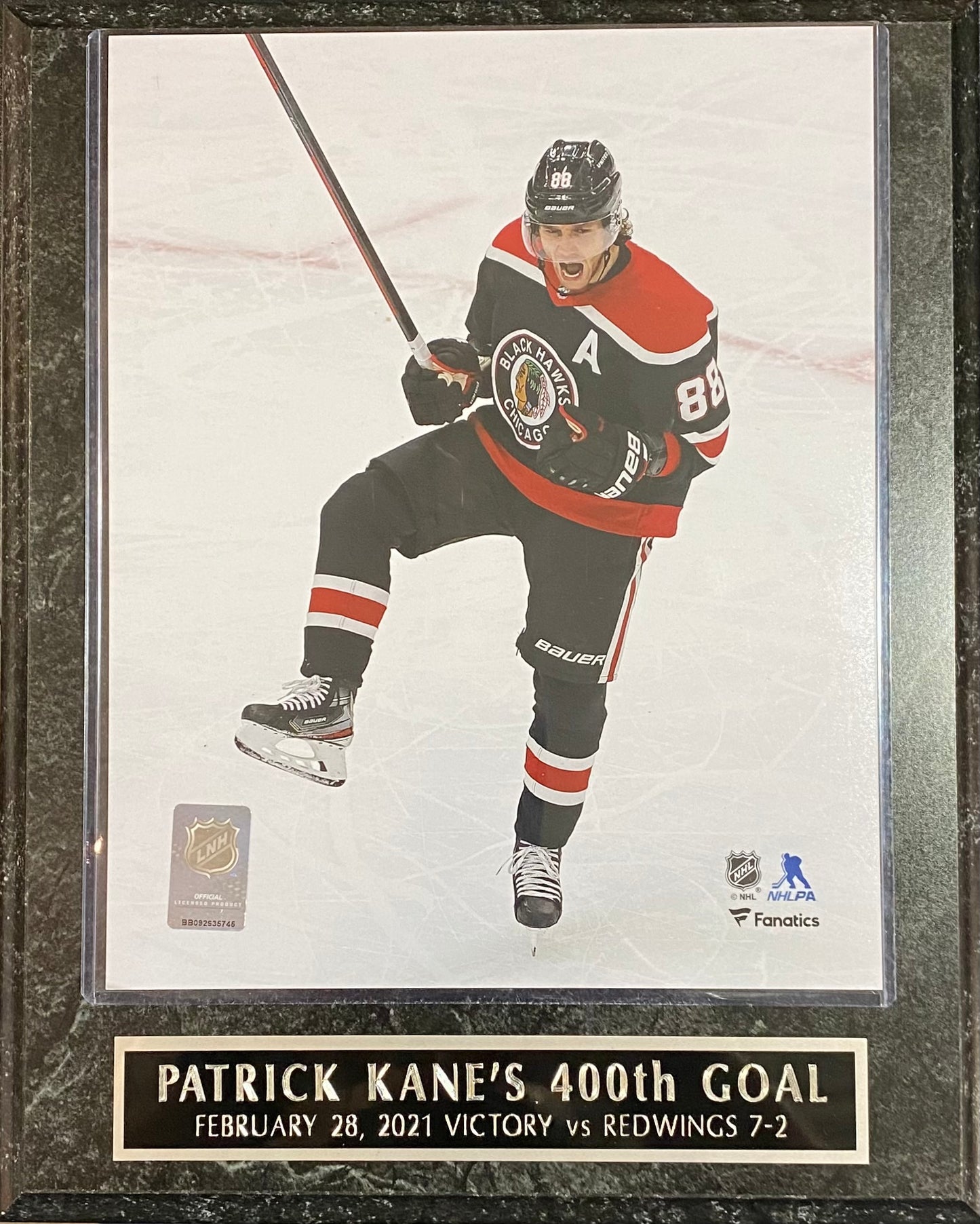 Patrick Kane Chicago Blackhawks 400th Goal Plaque