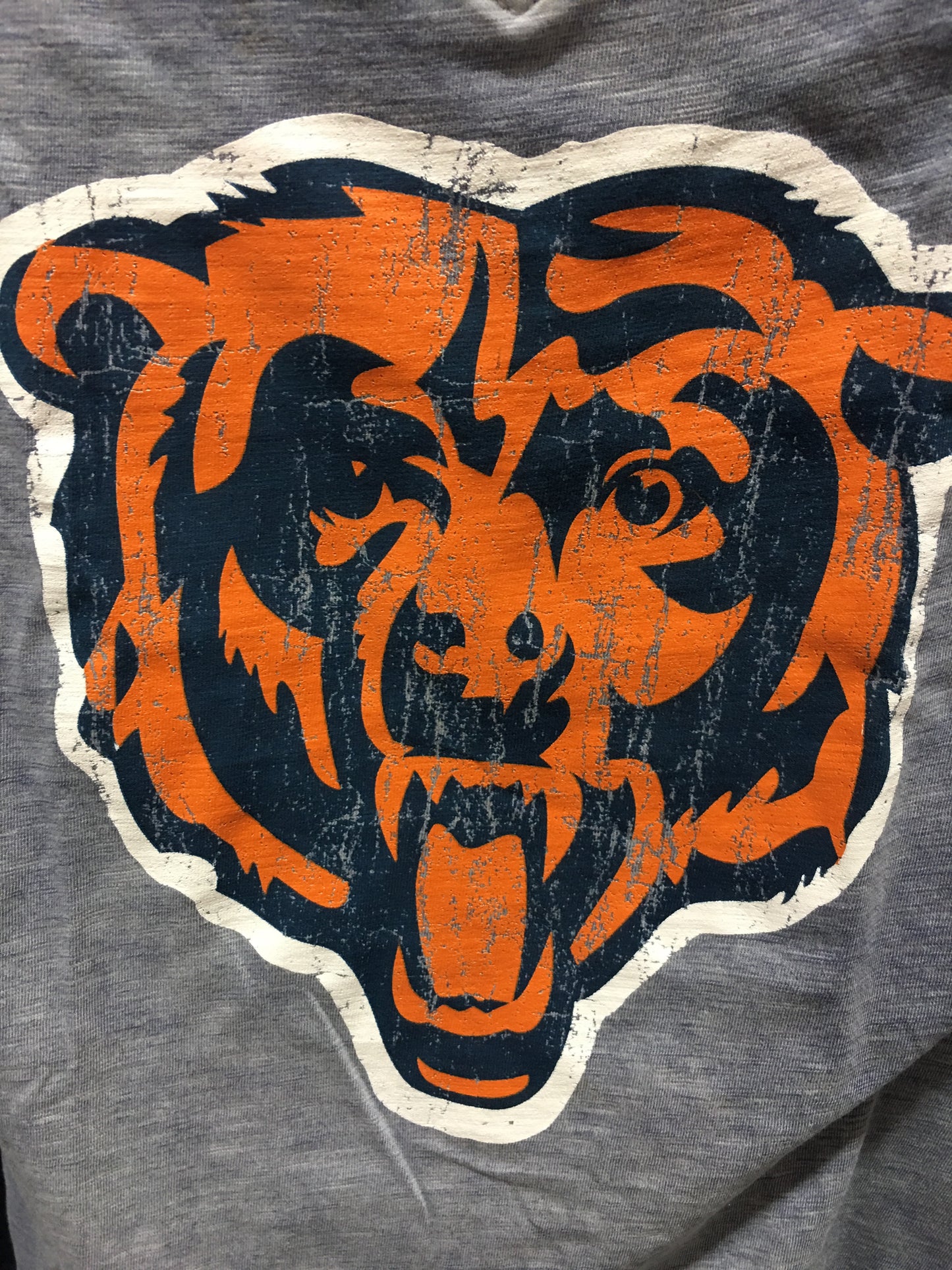 Womens Chicago Bears Long Sleeve Burnout Wash Bearhead T-Shirt