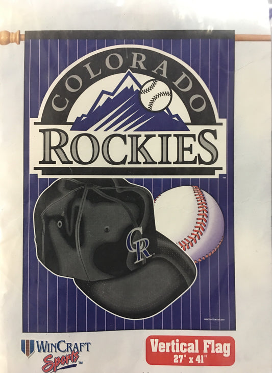 Colorado Rockies Throwback Team Logo Vertical Flag