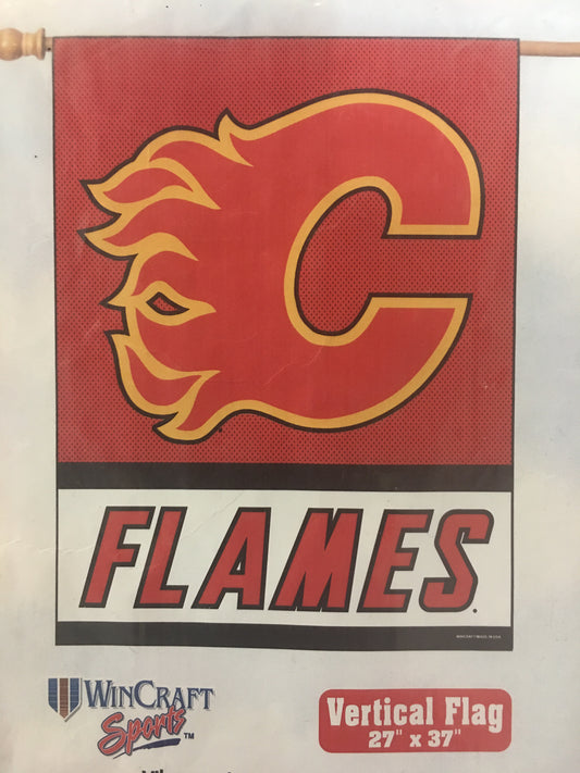 Calgary Flames Retro Team Logo Vertical Flag
