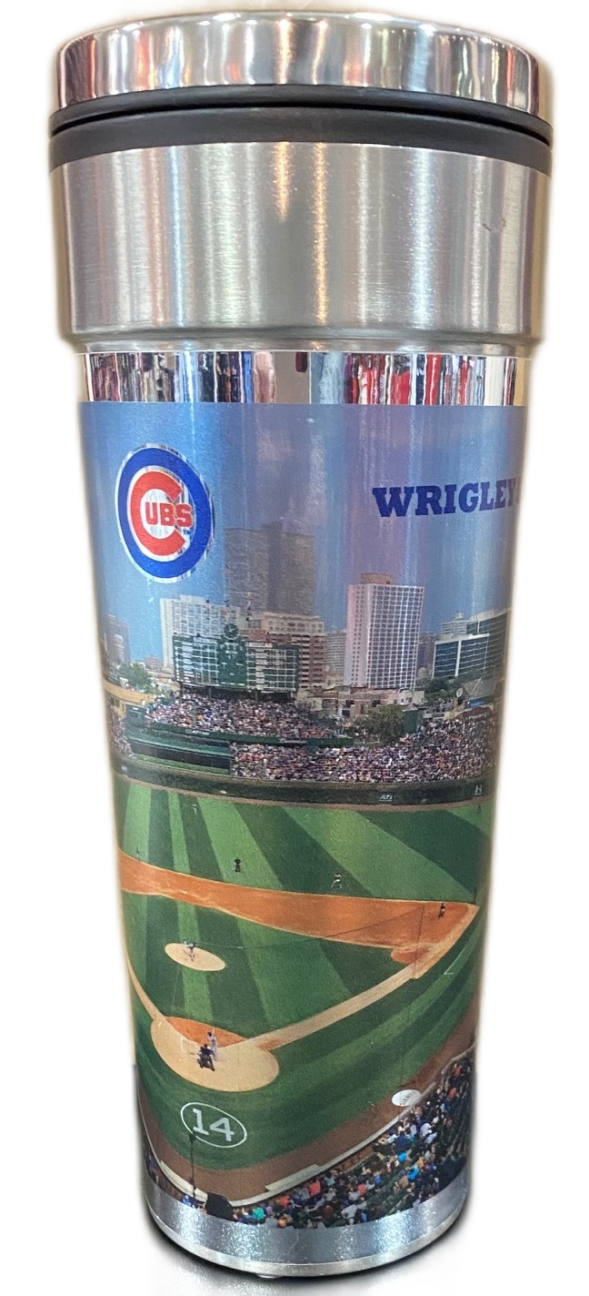 Chicago Cubs Wrigley Field Metallic Wrap 22 oz Travel Mug