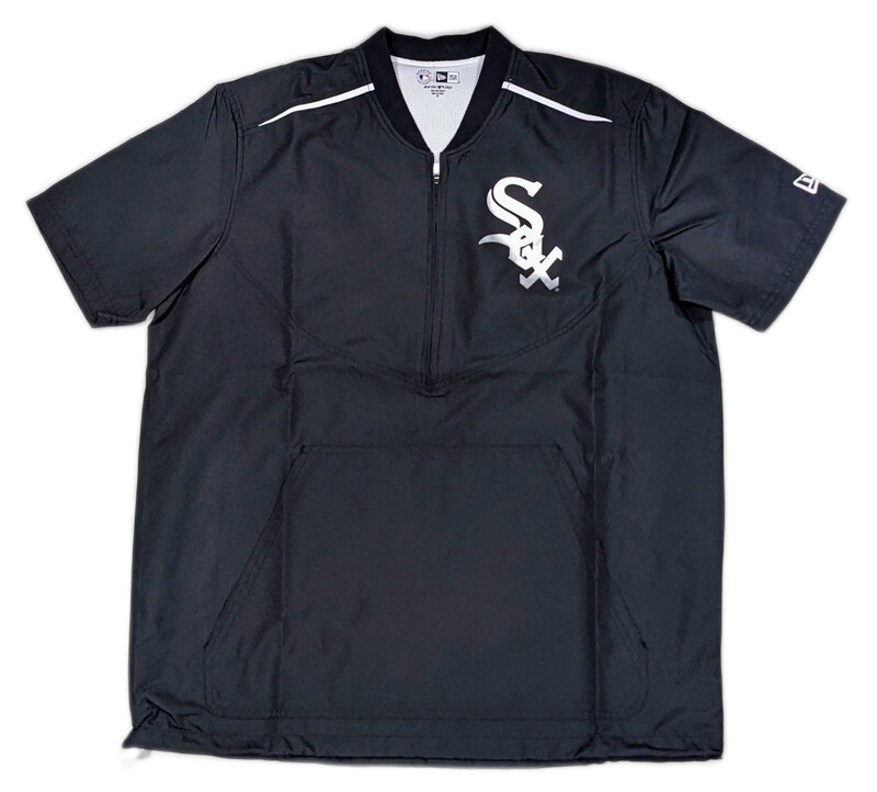 Men's Chicago White Sox New Era Half-Zip Black Short Sleeve Windbreaker
