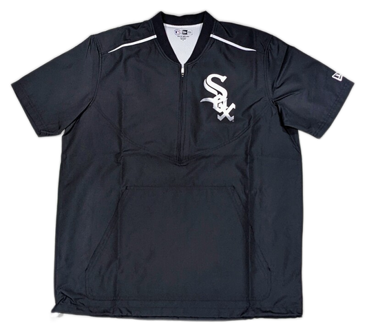 Men's Chicago White Sox New Era Half-Zip Black Short Sleeve Windbreaker