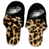 Women's Philadelphia Eagles Leopard Print Sherpa Slide Slippers - Pro Jersey Sports