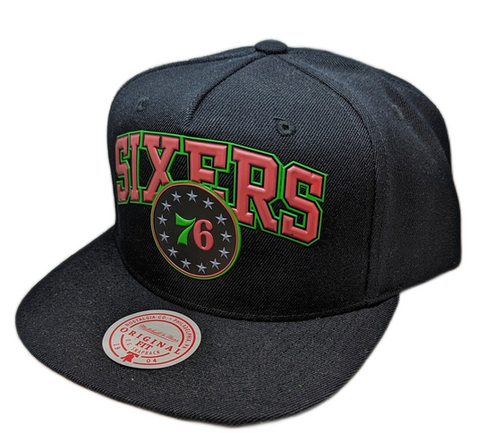 Philadelphia 76ers Mitchell & Ness Spirit Snapback Hat – Black
