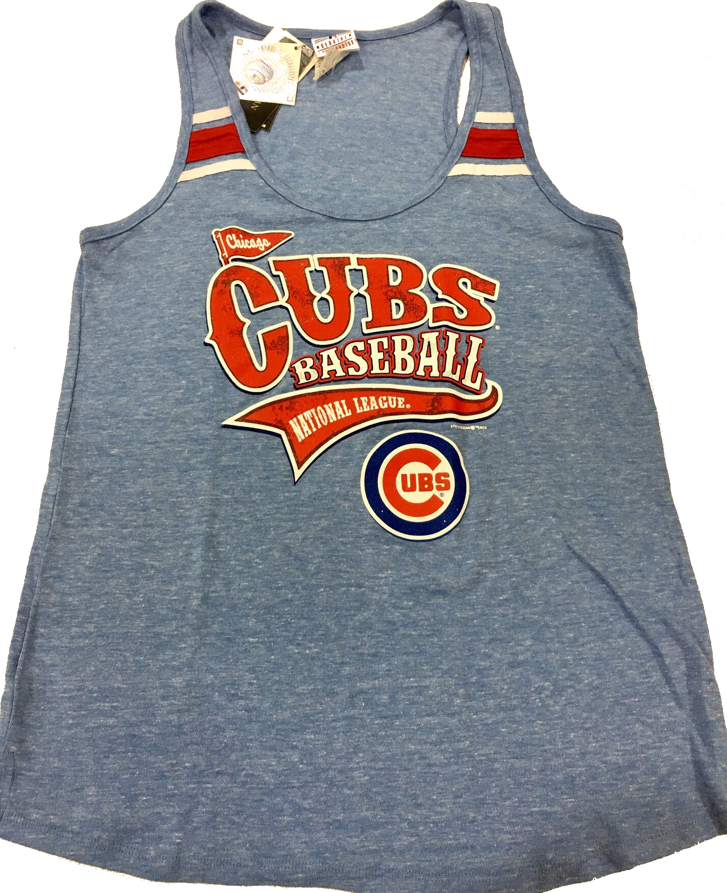 Women's Chicago Cubs  Tri-Blend Scoop Neck Racerback Tank with Stripes