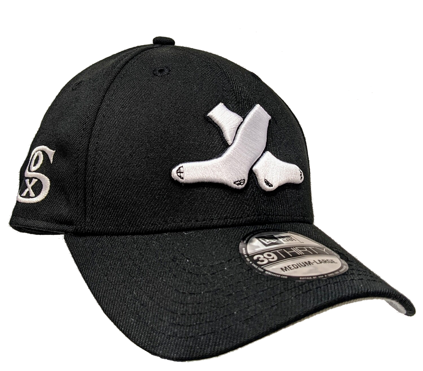 Men's Chicago White Sox Cooperstown Collection 1920 Cross Sox Black 39THIRTY Side Patch Flex Fit New Era Hat