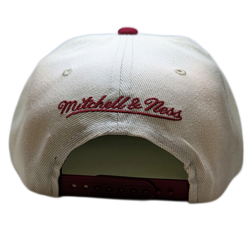 Miami Heat Mitchell & Ness Natural 2 Tone Snapback Hat- Cream/Deep Red