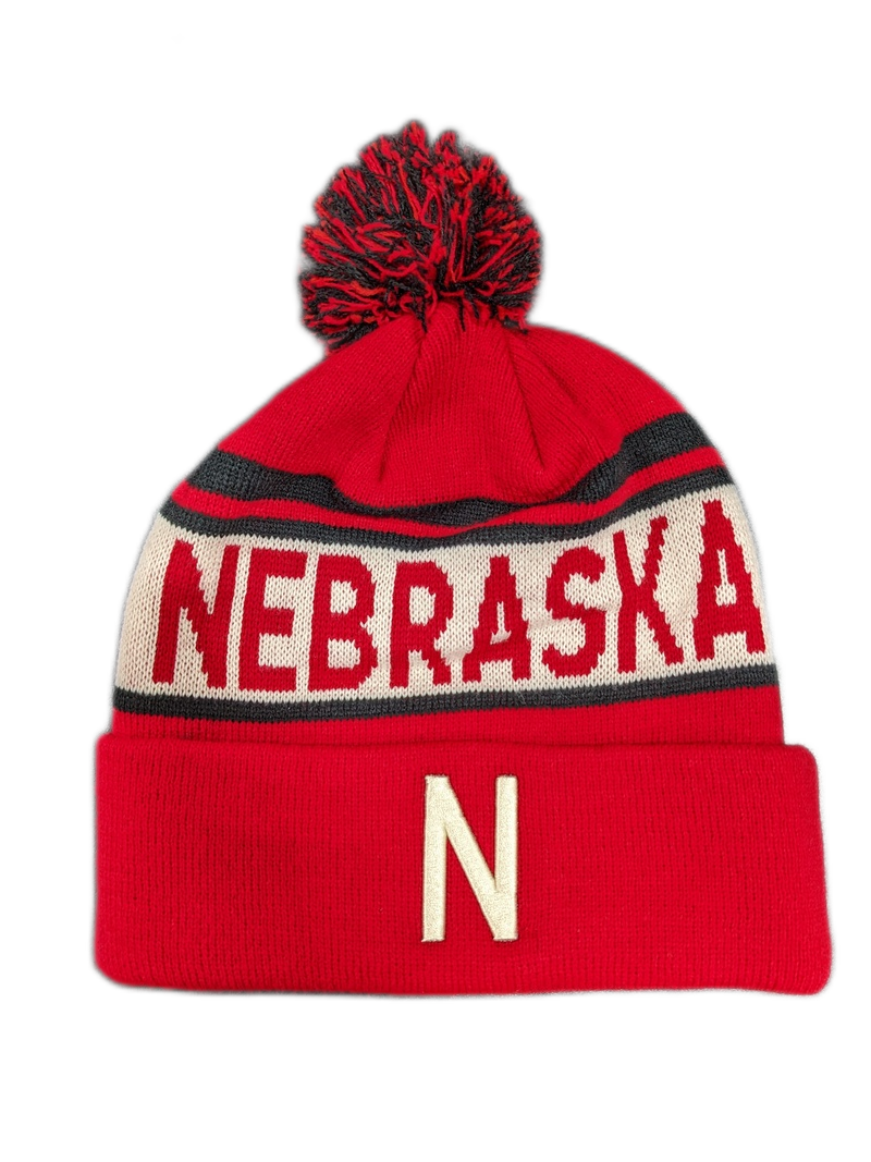 Nebraska Cornhuskers NCAA Top of the World Crimson Cuffed Pom Knit Hat