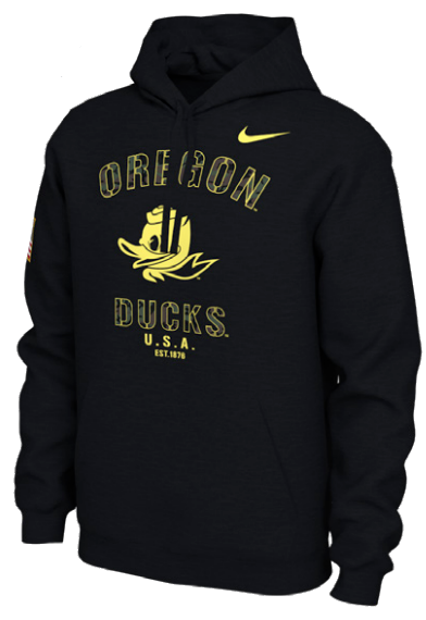 Nike Oregon Ducks Mens Black Camo Veterans Day Long Sleeve Hoodie