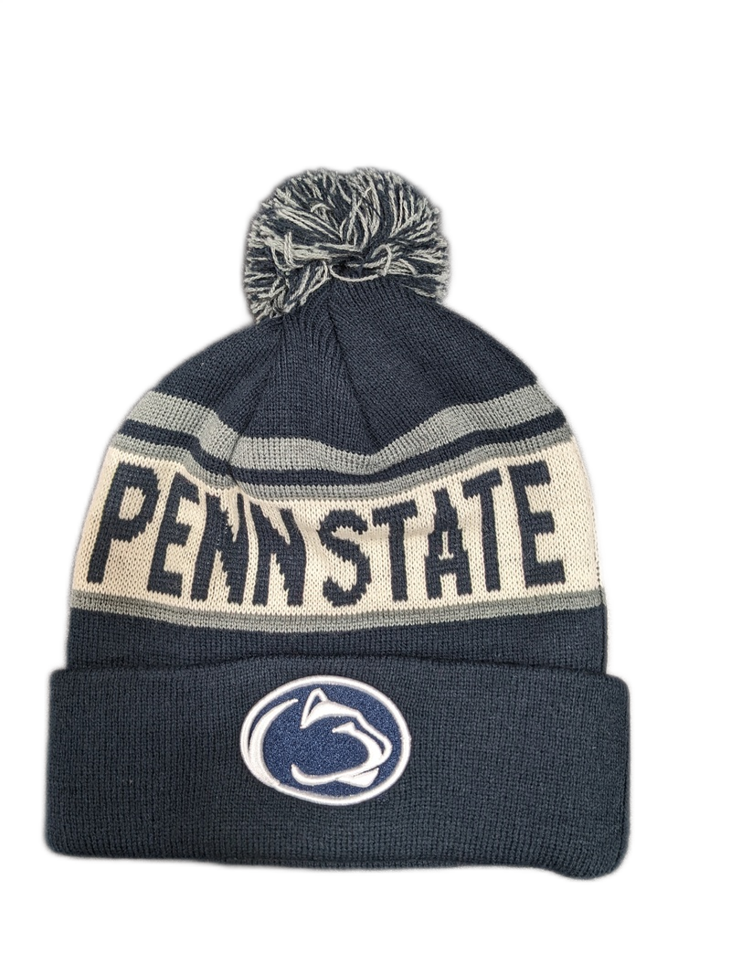 Penn State Nittany Lions NCAA Top of the World Navy Cuffed Pom Knit Hat