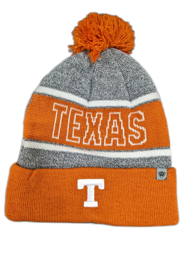 Texas Longhorns NCAA Top of the World Burnt Orange Cuffed Pom Knit Hat