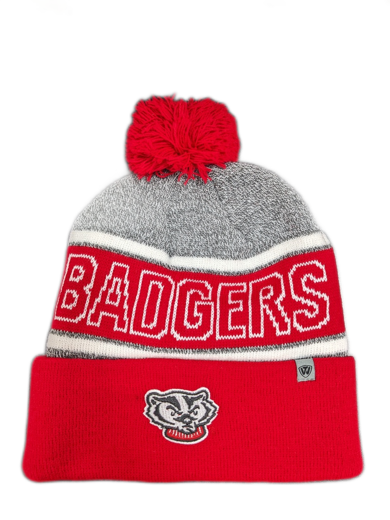 Wisconsin Badgers NCAA Top of the World Red Cuffed Pom Knit Hat