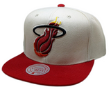 Miami Heat Mitchell & Ness Hardwood Classics Natural 2 Tone Snapback Hat- Cream/Red - Pro Jersey Sports