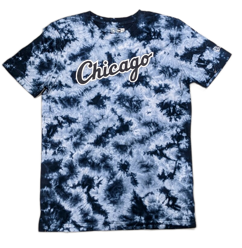 Men's Chicago White Sox New Era Gray and Black Tie-Dye Road Script T-Shirt