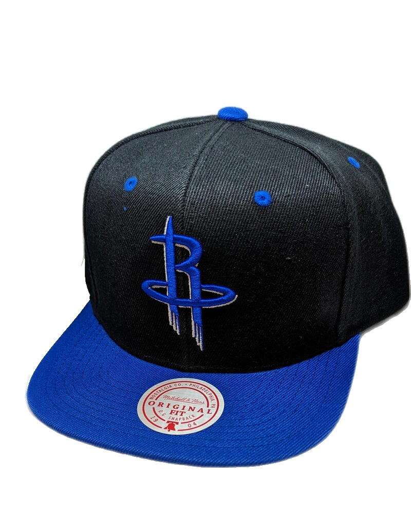 Men's Houston Rockets NBA 2 Tone Black/Blue Royalty Mitchell & Ness Snapback Hat