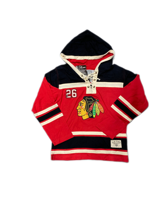 Chicago Blackhawks Youth Patton Fleece Lace Hoodie By Old Time Hockey