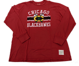 Men's Chicago Blackhawks Red Secondary Logo Bar Stripe Long Sleeve Tee - Pro Jersey Sports