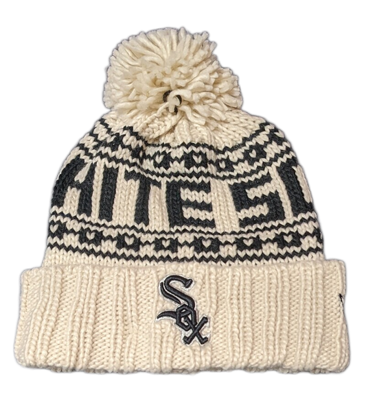 Women's Chicago White Sox New Era Cream Knitsport Cuffed Knit Hat with Pom