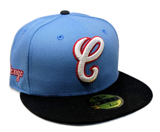 Chicago White Sox Two Tone Carolina Blue/ Black 1987 Logo Script New Era 59Fifty Fitted Hat