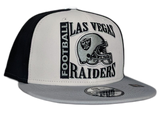 Las Vegas Raiders Raiders Historic Logo Retro Sport 3 Tone New Era 9FIFTY Snapback Hat - Pro Jersey Sports