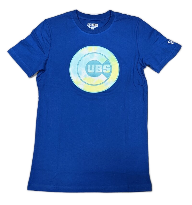 Men's Chicago Cubs New Era Tie-Dye Logo Blue T-Shirt
