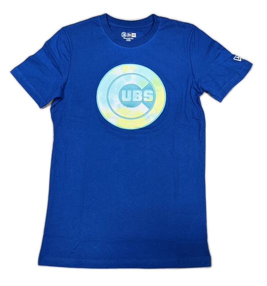 Men's Chicago Cubs New Era Tie-Dye Logo Blue T-Shirt