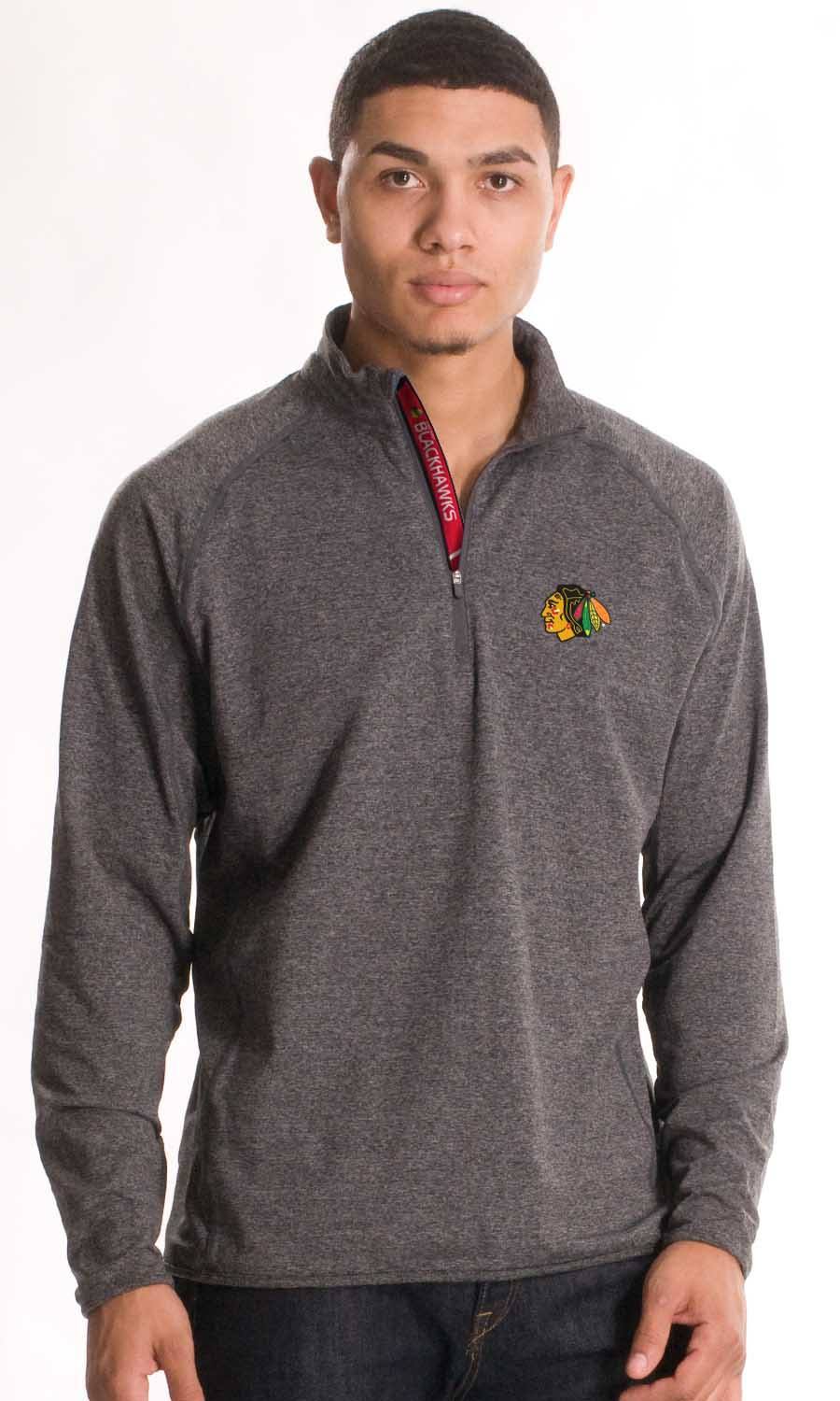 Levelwear Chicago Blackhawks Metro Quarter Zip Pullover Jacket - Grey - Pro Jersey Sports