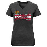 Youth Girls Chicago Blackhawks Script Authentic Stripe Tee By Reebok - Pro Jersey Sports
