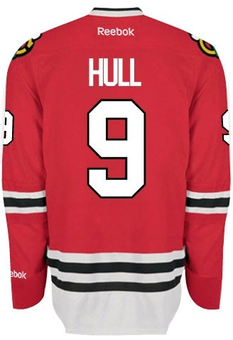 Chicago Blackhawks Mens Bobby Hull Premier Home Jersey with AUTHENTIC TACKLE-TWILL LETTERING - Pro Jersey Sports - 1