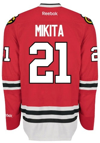 Chicago Blackhawks Mens Stan Mikita Premier Home Jersey with AUTHENTIC TACKLE-TWILL LETTERING - Pro Jersey Sports - 1
