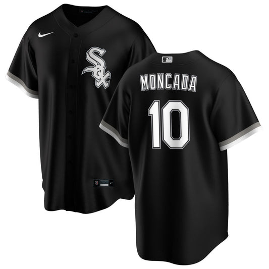 NIKE Men's Yoan Moncada Chicago White Sox Black Alternate Premium Stitch Replica Jersey