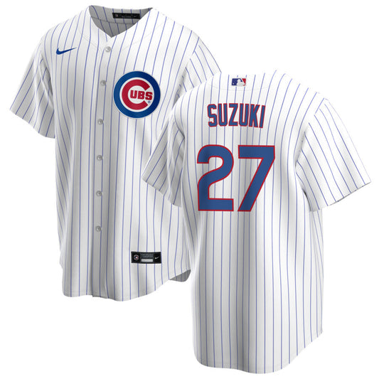 NIKE Men's Seiya Suzuki Chicago Cubs White Home Premium Stitch Replica Jersey