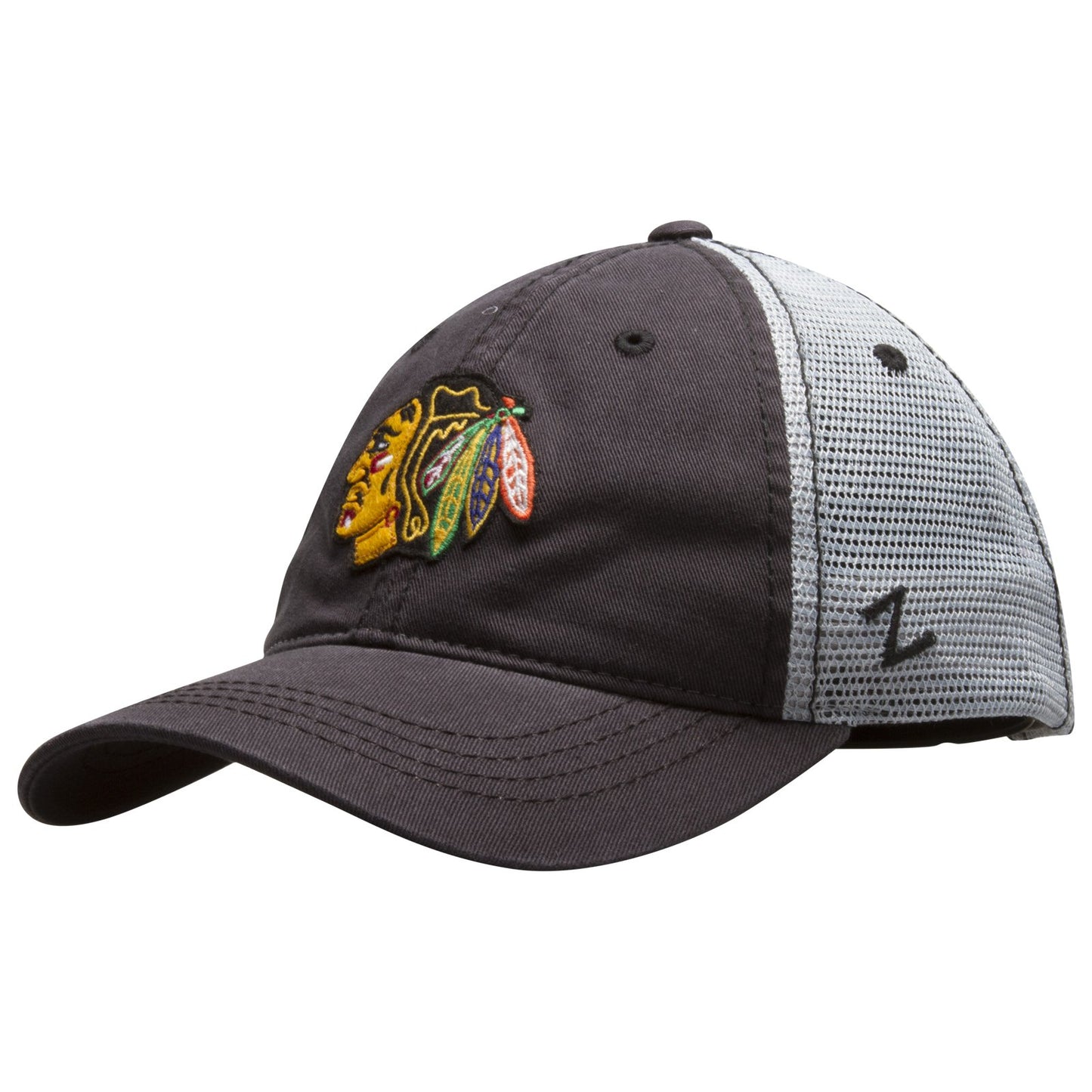 ZHATS NHL Chicago Blackhawks Men's Black/Gray Smokescreen Mesh Hat