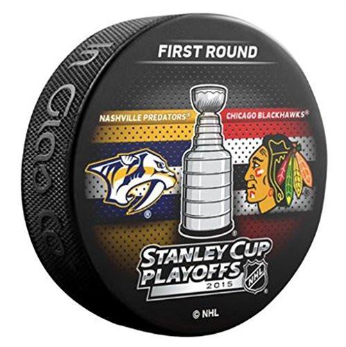 2015 NHL Stanley Cup Playoffs Nashville Predators vs. Chicago Blackhawks Souvenir Dueling Hockey Puck - Pro Jersey Sports - 1