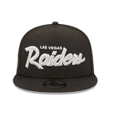 Mens Las Vegas Raiders New Era Black Script 9FIFTY Snapback Hat - Pro Jersey Sports
