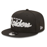 Mens Las Vegas Raiders New Era Black Script 9FIFTY Snapback Hat - Pro Jersey Sports