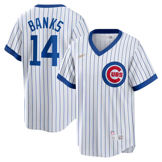Men's Chicago Cubs Ernie Banks Nike White Home Cooperstown Collection Player Jersey