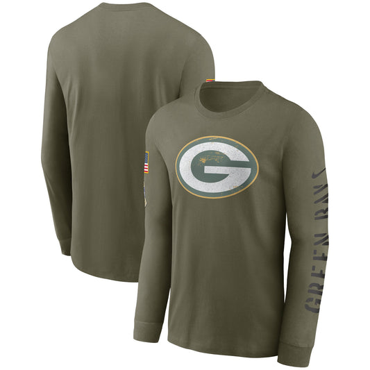 Men's Green Bay Packers Nike Olive 2022 Salute To Service Long Sleeve T-Shirt