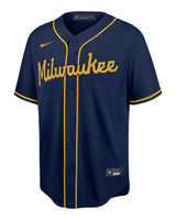 Men's Milwaukee Brewers Nike Navy Alternate Replica Team Jersey - Pro Jersey Sports