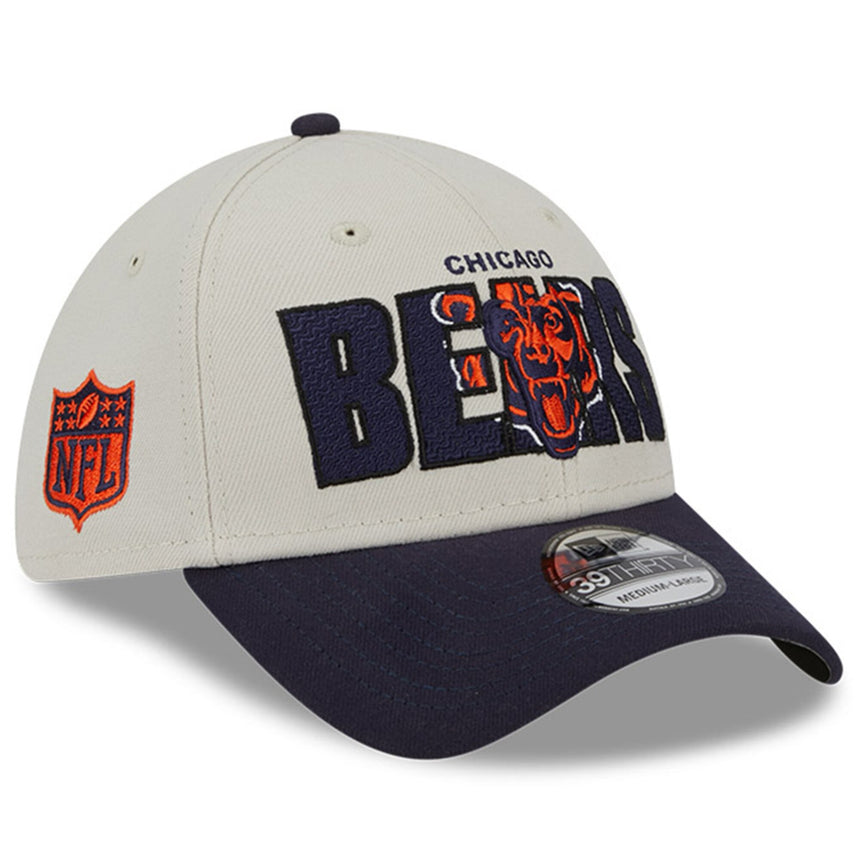 Men's Chicago Bears New Era Stone/Navy 2023 NFL Draft 39THIRTY Flex Hat - Pro Jersey Sports