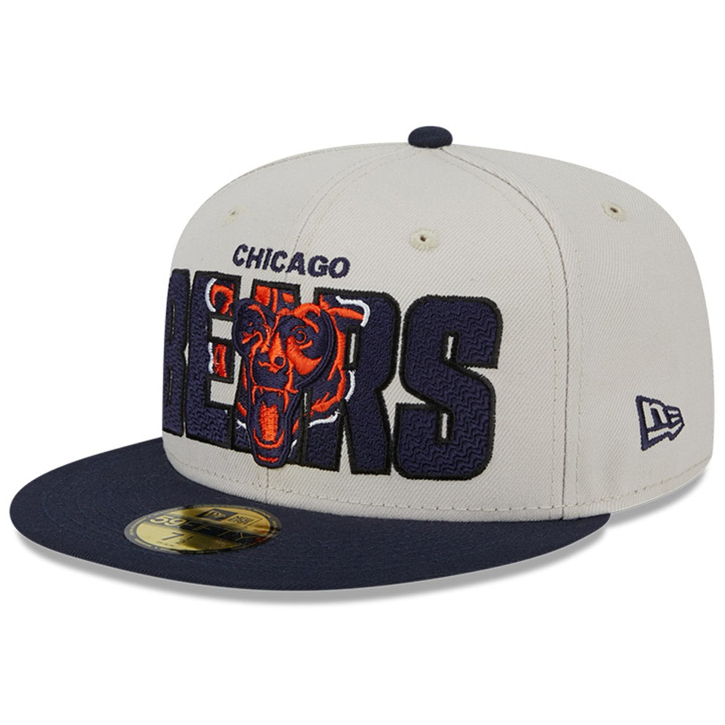 Men's Chicago Bears New Era Stone/Navy 2023 NFL Draft On Stage 59FIFTY Fitted Hat