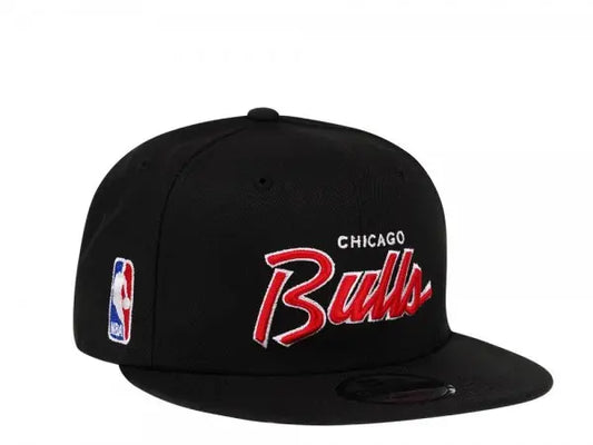 Chicago Bulls NBA Black New Era Script 9FIFTY Snapback Hat