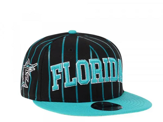 Florida Marlins Cooperstown Collection Black/Teal City Arch New Era 9FIFTY Snapback Hat