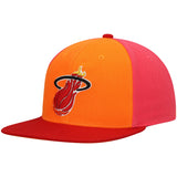 Miami Heat Mitchell & Ness Hardwood Classics On The Block Snapback Hat - Orange/Red - Pro Jersey Sports